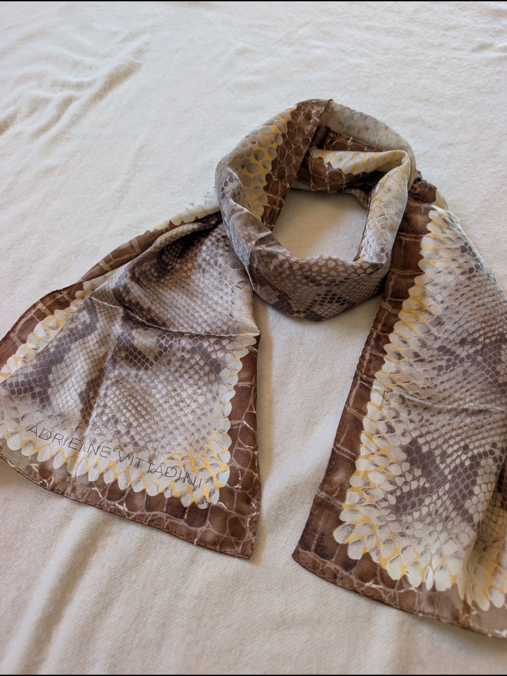 Adrienne Vittadini Snake-Print 100% Silk Scarf